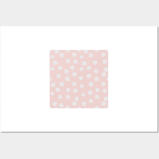 Spring Daisies Pattern - white on pink Posters and Art